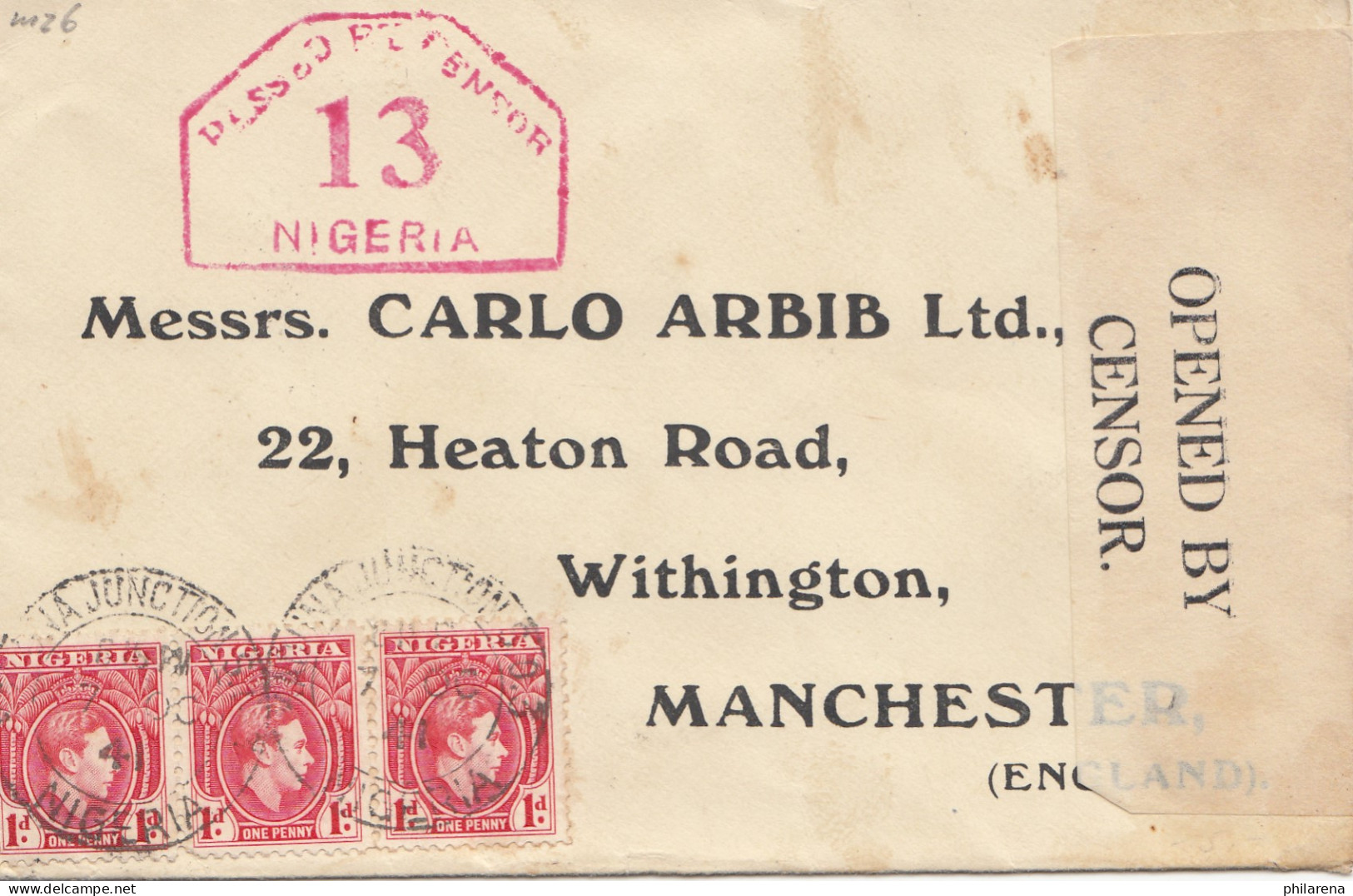 Nigeria: 1941: Letter To Manchester - Opened By Censor - Lagos - Nigeria (1961-...)