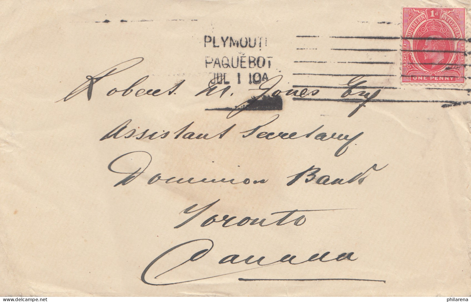 Southern Nigeria: Letter Plymouth To Toronto - Nigeria (1961-...)