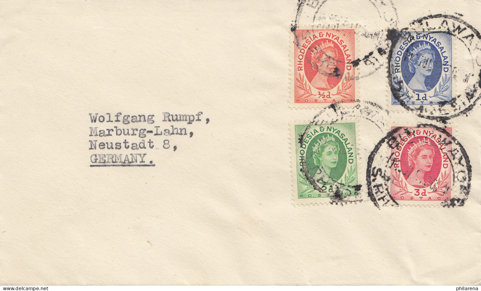 Rhodesia: 1954: Letter To Marburg - Zimbabwe (1980-...)