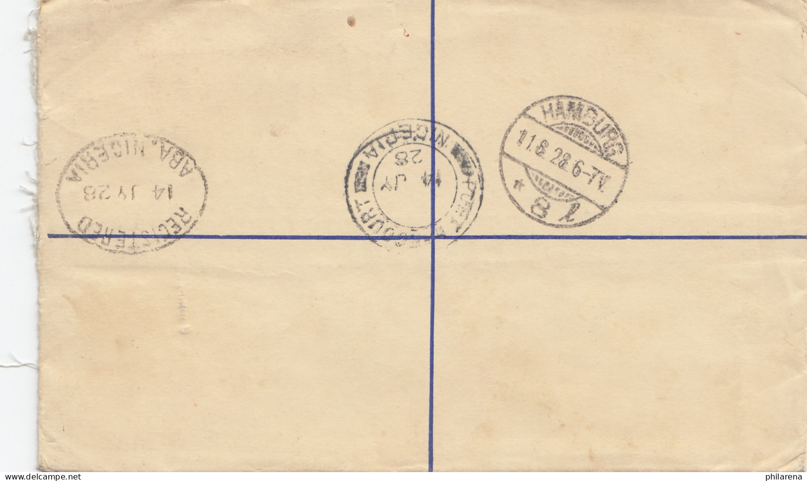 Nigeria: Registered Letter Aba 1928 To Hamburg - Nigeria (1961-...)