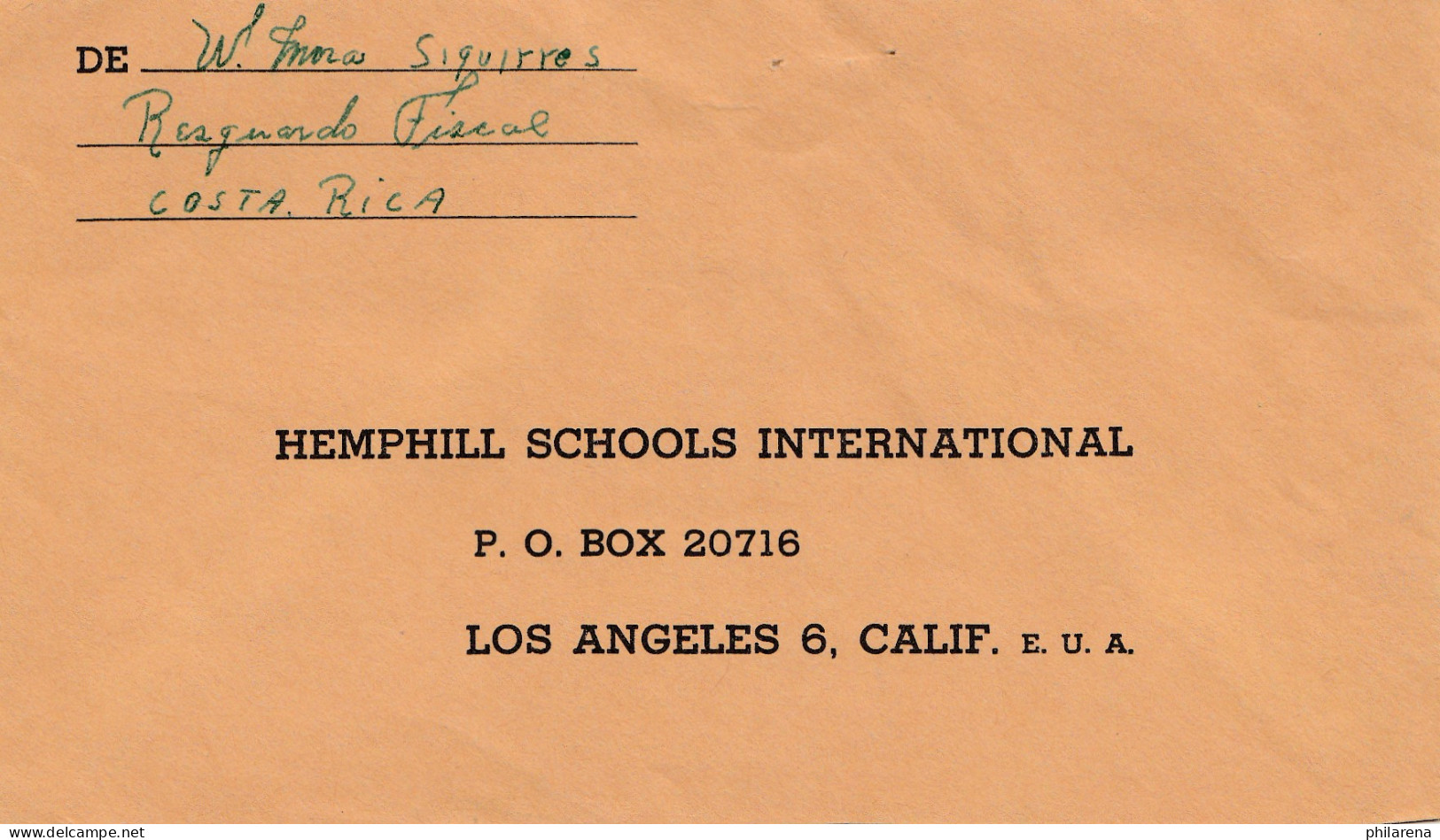 Costa Rica: 1954: Siquirres To Hemphill Schools Los Angeles - Costa Rica