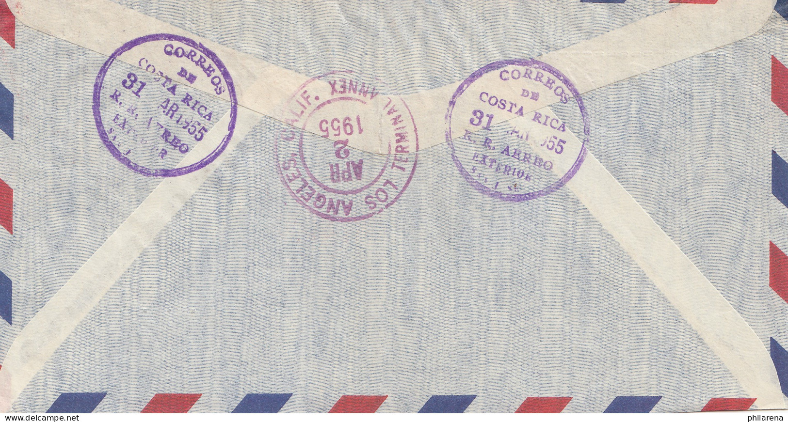 Costa Rica: 1955: Registered San Jose To Los Angeles - Costa Rica