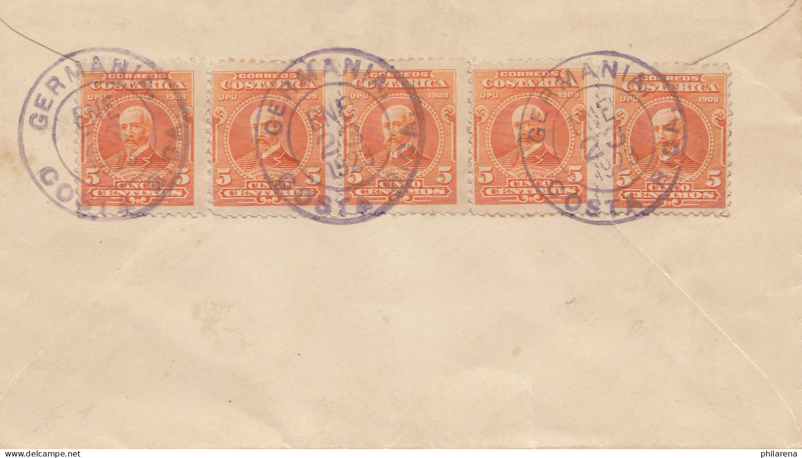 Costa Rica: 1923: Germania To Turrialba - Registered  - Costa Rica