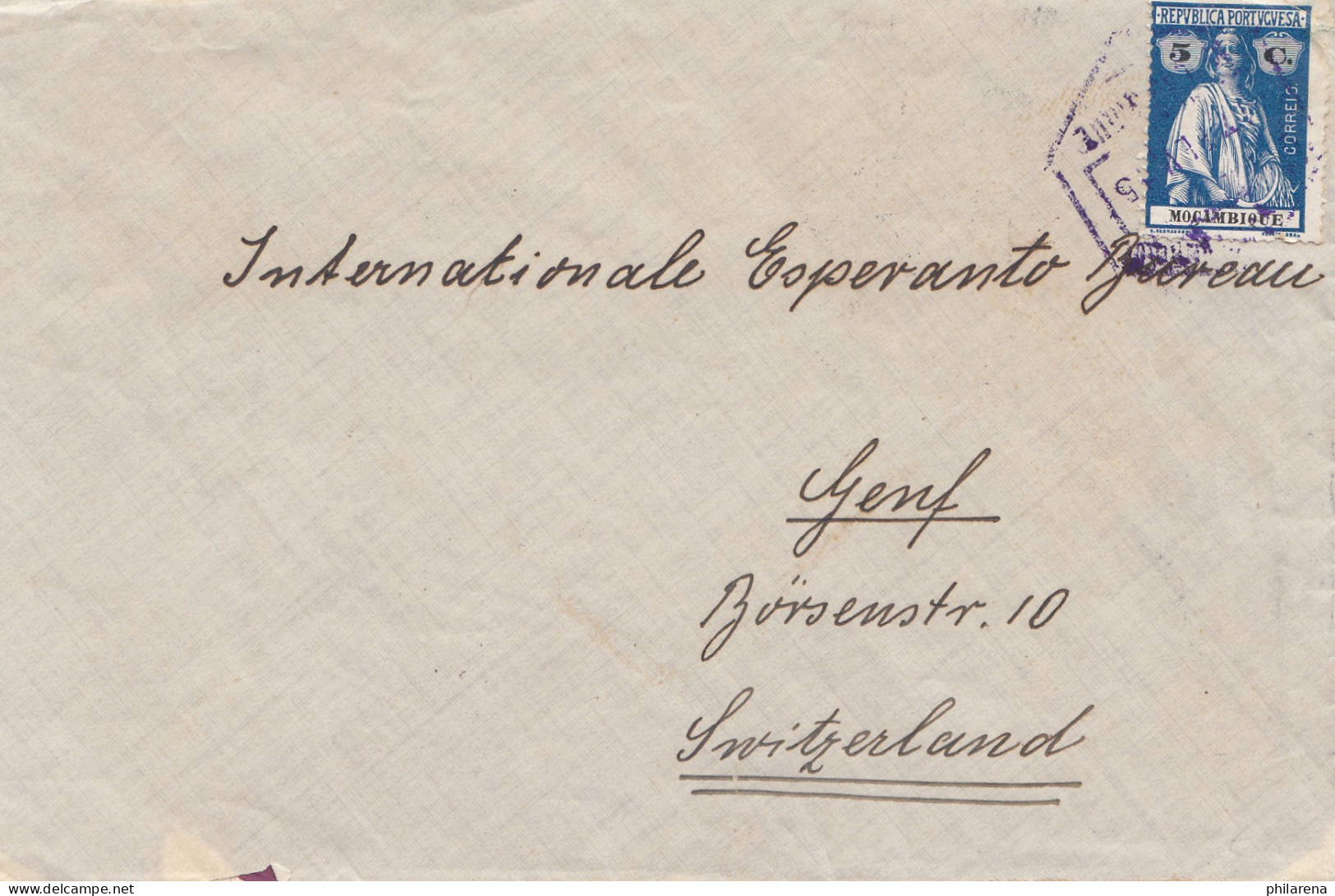 Mocambique 1915 Letter To Genf/Switzerland, Interessting Cancel - Mosambik