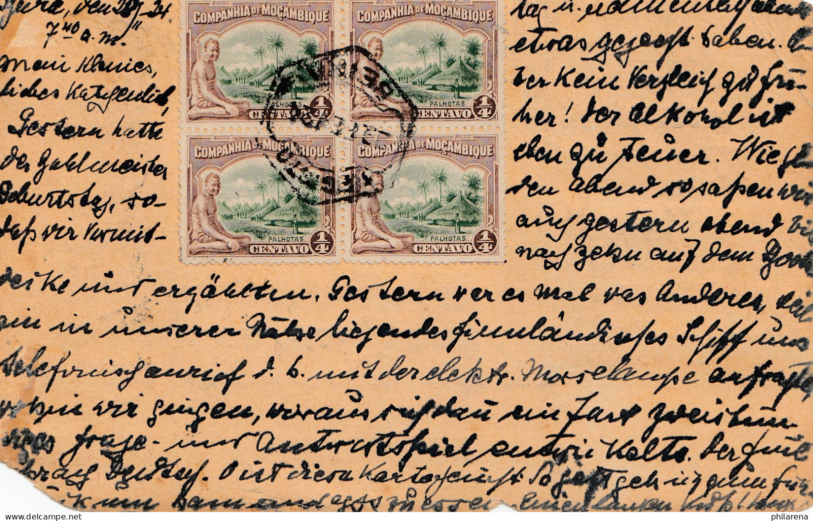 Mocambique 1924: Post Card Registered To Hamburg-Tonndorf - Mosambik