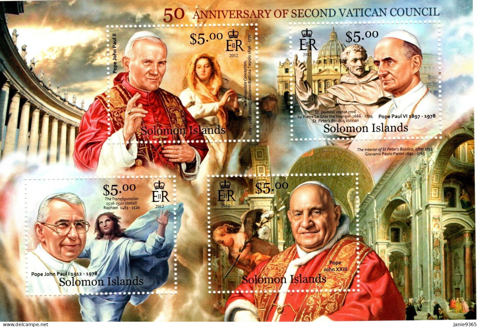 Solomon Islands Cat 1619-22  2013 50th Anniversary Of The Second Vatican Council-Popes  Minisheet  Mint Never Hinged - Salomon (Iles 1978-...)