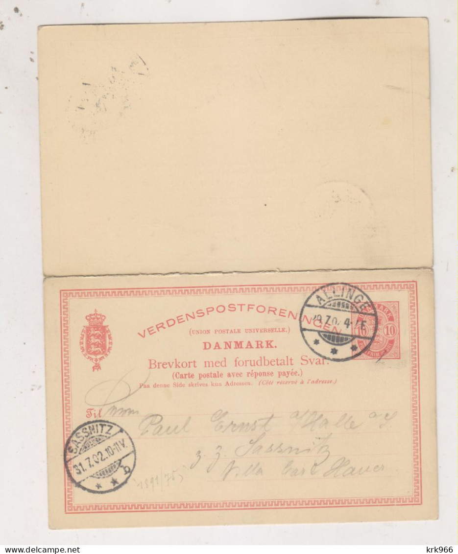 DENMARK 1902 ALLINGE Postal Stationery To Germany - Ganzsachen