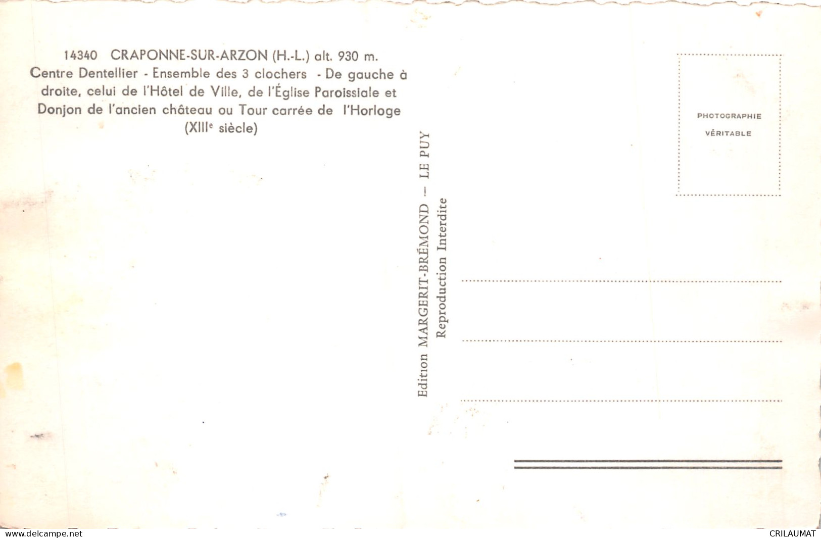 43-CRAPONNE SUR ARZON-N°T5220-G/0053 - Craponne Sur Arzon