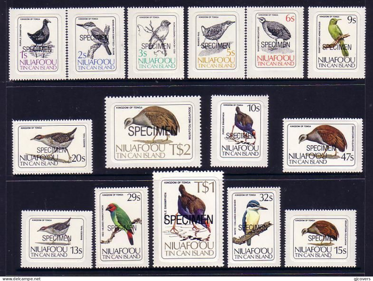 Tonga Niuafo'ou 1983 Specimen Birds Self-adhesive Set Of 15 - Colecciones & Series