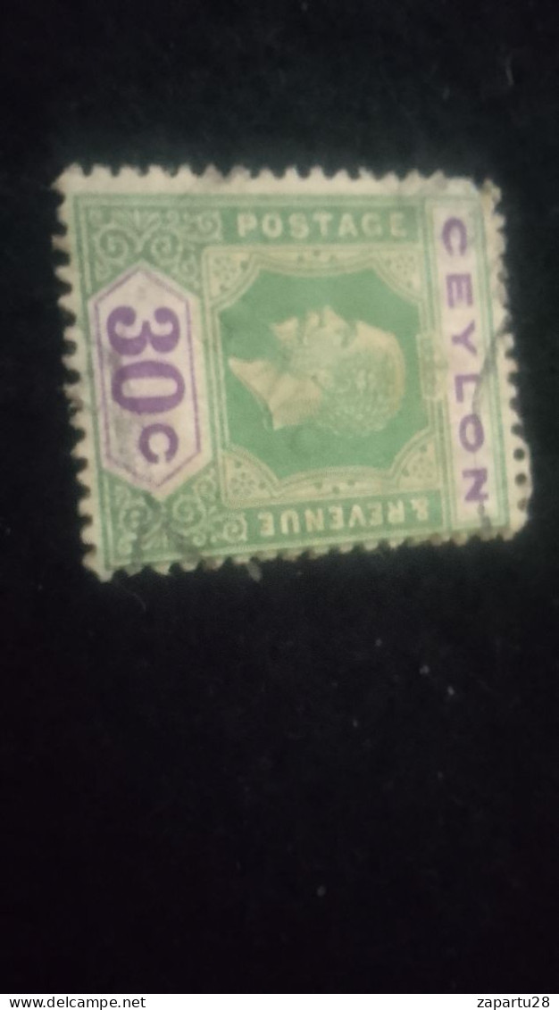 CEYLON- 1911 -25       30 C     GEORGE V.      DAMGALI - Sri Lanka (Ceylan) (1948-...)