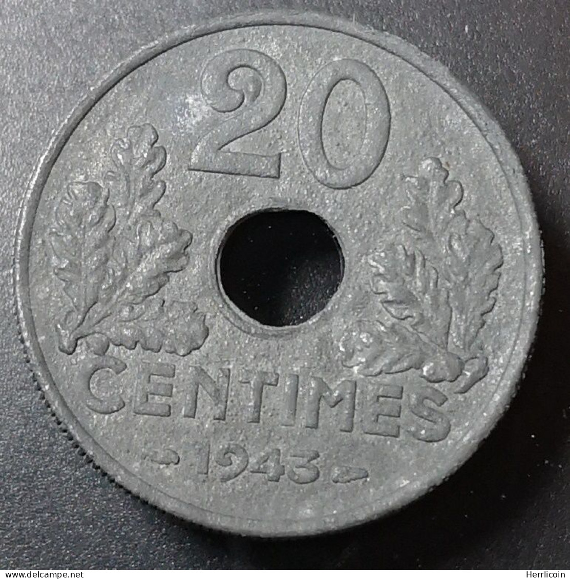 Monnaie France - 1943 - 20 Centimes Etat Français Zinc, Type 20, Lourde - 20 Centimes