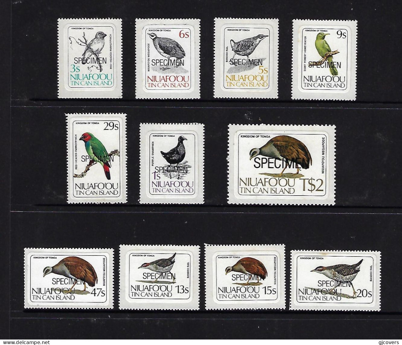 Tonga Niuafo'ou 1983 Specimen Self-adhesive Birds - 11 Bird Stamps - Verzamelingen, Voorwerpen & Reeksen