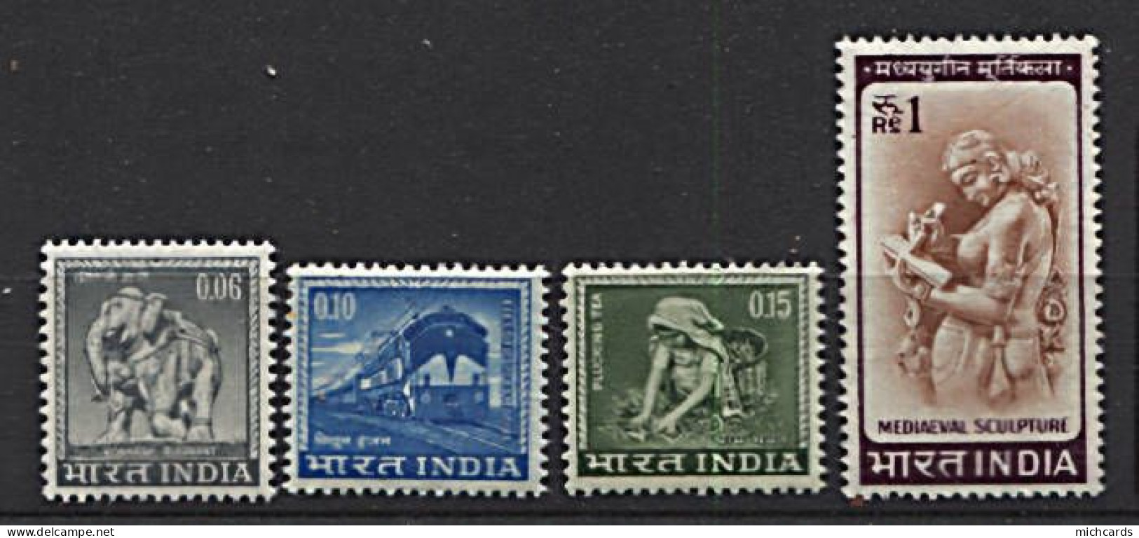 310 INDE 1965/66 - Yvert 191/94 - Elephant Locomotive The Sculpture - Neuf ** (MNH) Sans Charniere - Unused Stamps