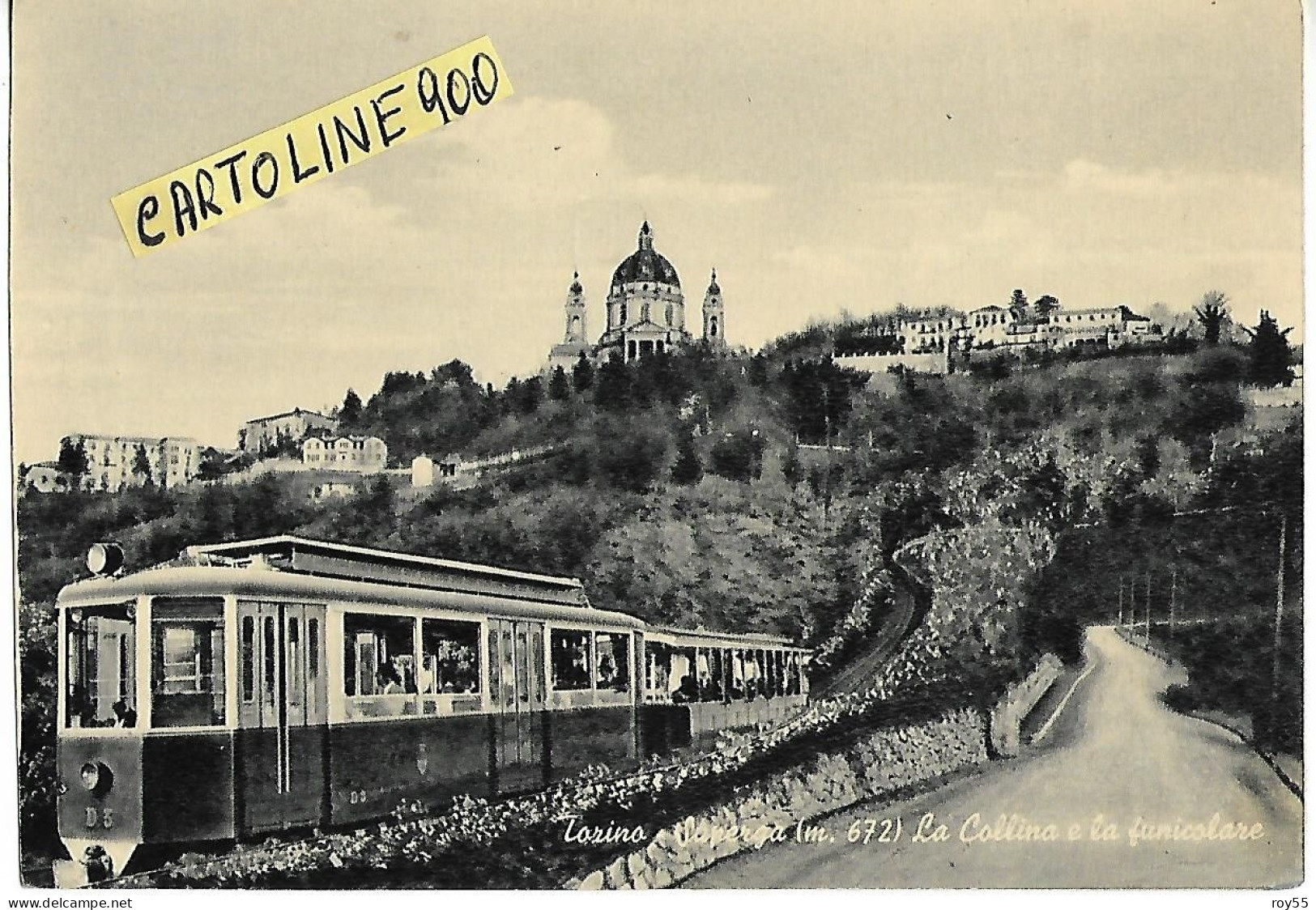 Piemonte-torino Superga La Collina E La Funicolare Veduta Treno In Transito Primi Anni 50 - Funiculaires