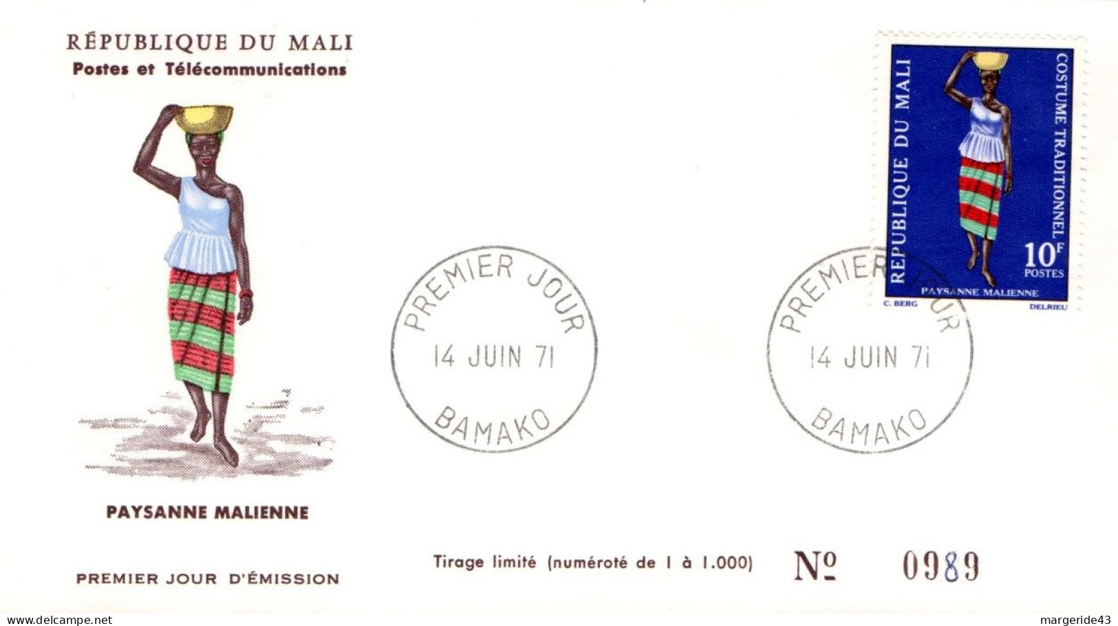 MALI FDC 1971 COSTUMES - Malí (1959-...)