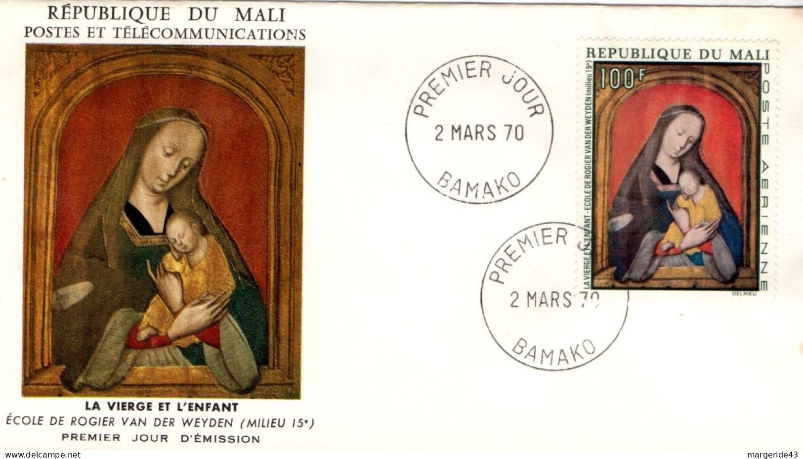 MALI FDC 1970 VIERGE A L'ENFANT - Malí (1959-...)