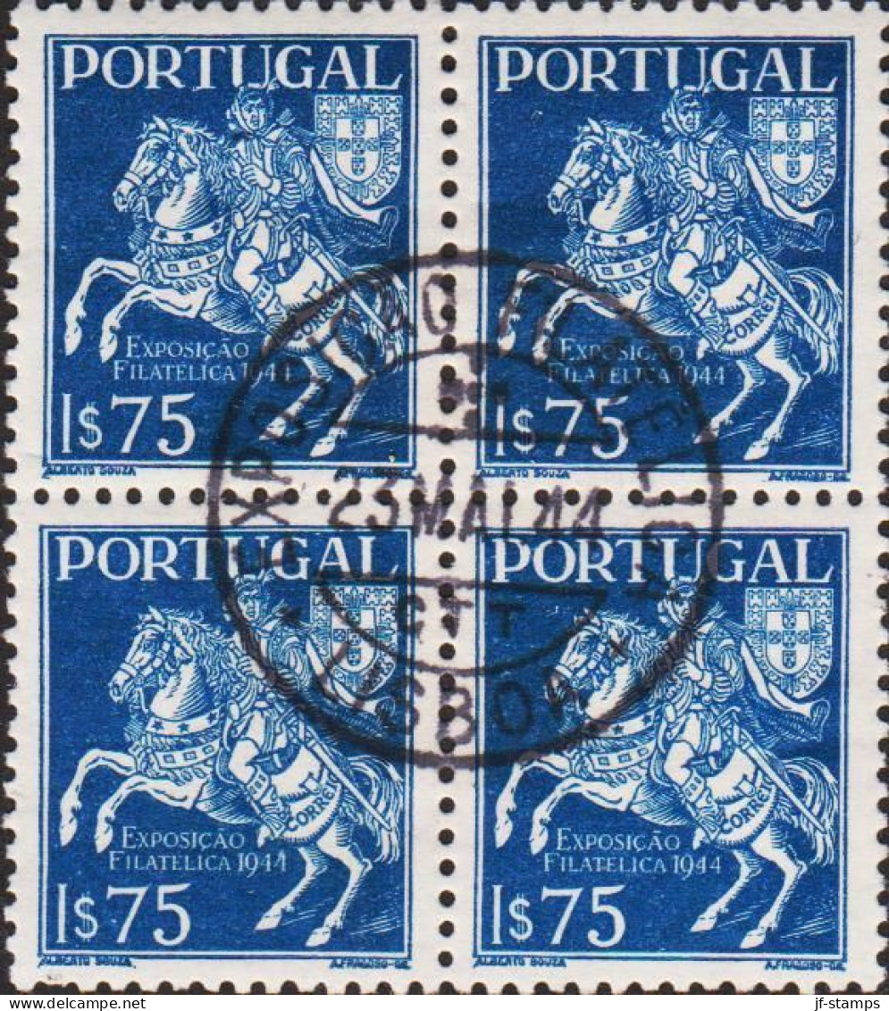 1944. PORTUGAL 4-block 1$75 Stampshow In Lisboa Fine Cancelled With Special Cancel EXPOSICAD ... (Michel 668) - JF543672 - Oblitérés