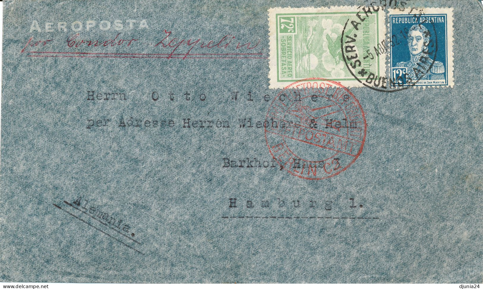 BF0544 / ARGENTINIEN - BUENOS AIRES - 13.4.32 , 2. Südamerikafahrt   -  Michel 325 , ... - Airmail