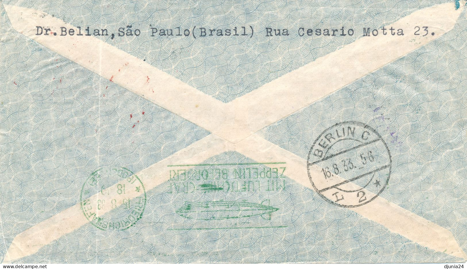 BF0546 / BRASILIEN - 9 .VIII.33 , 4. Südamerikafahrt - Poste Aérienne