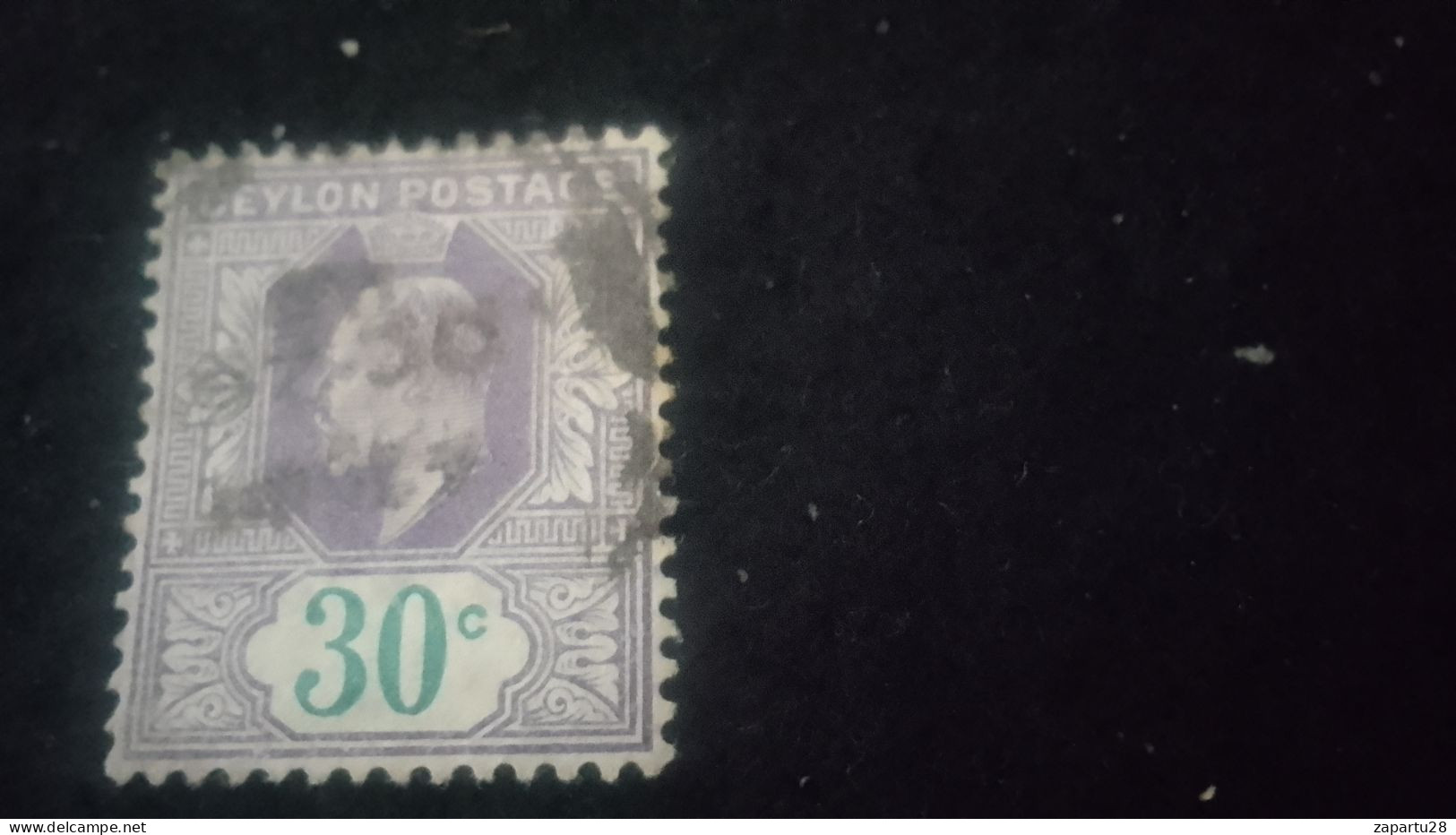 CEYLON- 1911 -25       30 C     EDWARD  VII.      DAMGALI - Sri Lanka (Ceylan) (1948-...)