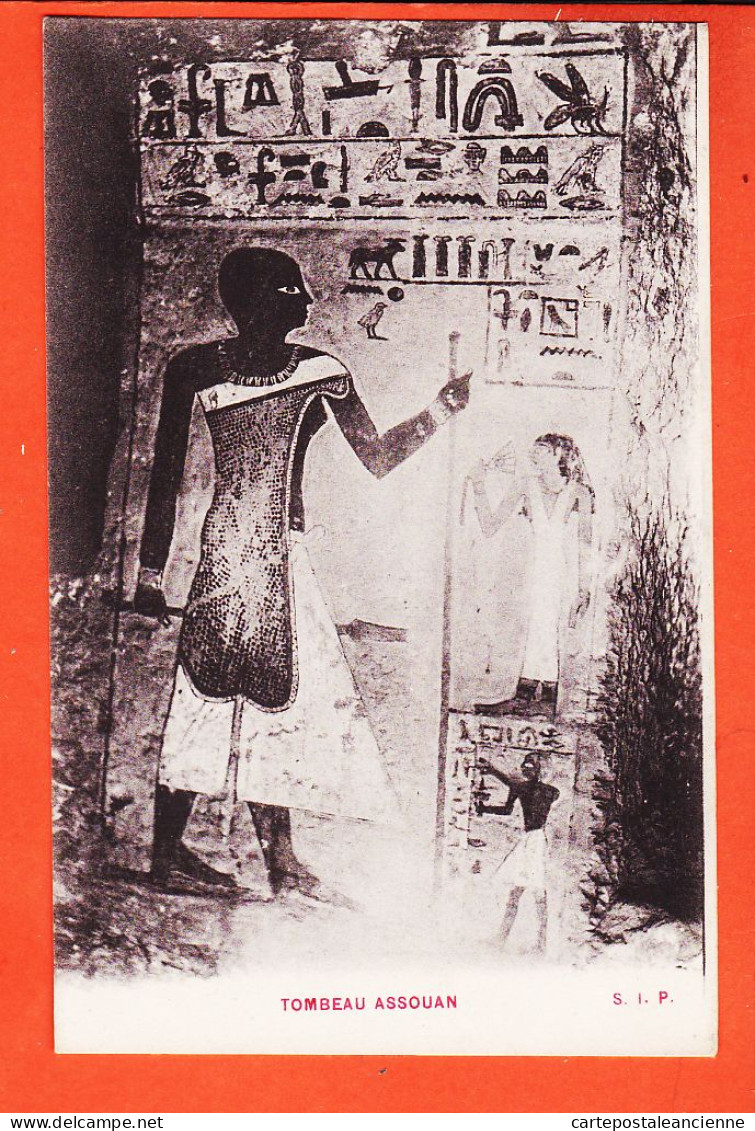29628 / ⭐ ♥️ Peu Commun ASSOUAN Egypte Tombeau Egyptienne Noire Hieroglyphes 1910s / S.I.P Egypt - Aswan
