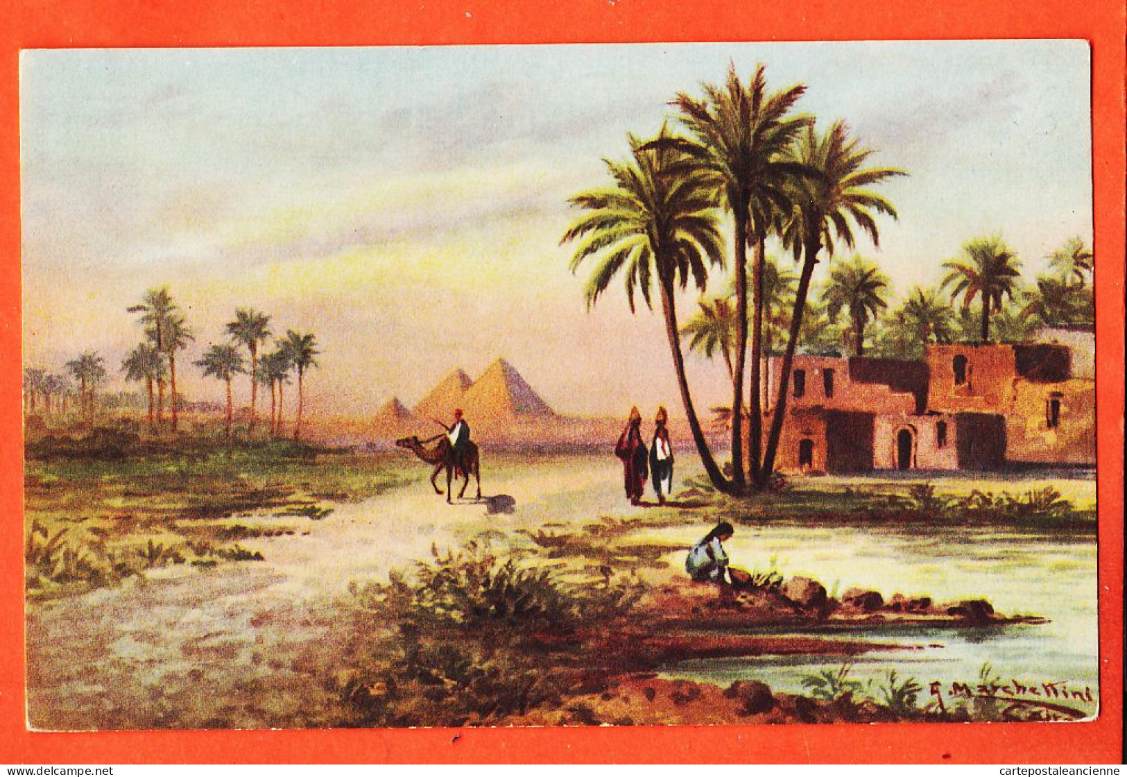 29610 / ⭐ Egypt The Pyramids Pyramides De GIZEH Illustration MARCHETTINI 1910s LEHNERT LANDROCK CAIRO N° 11 Egypte - Piramiden