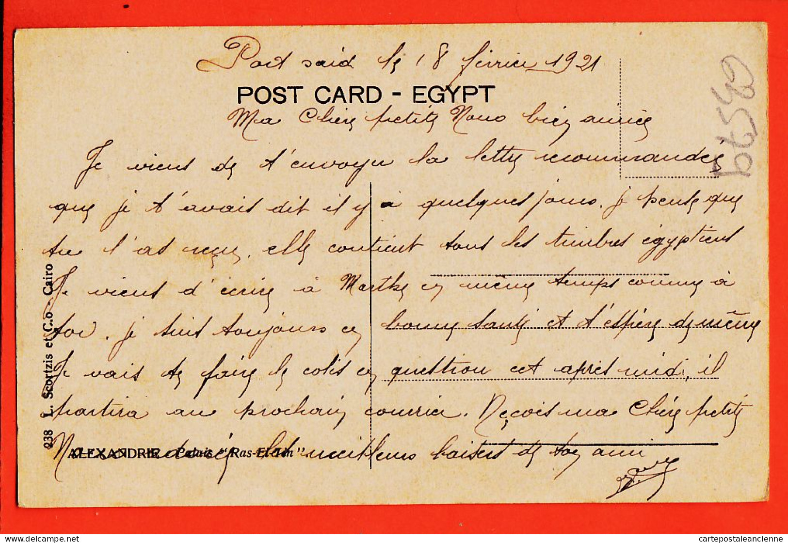 29574 / ⭐ ♥️ Edition SCORTZIS ! N° 238 - ALEXANDRIA Egypt RAS-el-TIN Palacze  1921 Alexandrie Egypte - Alexandria