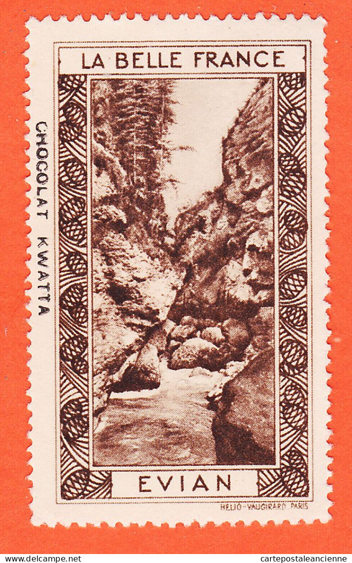 29867 / ⭐♥️ EVIAN 74-Haute Savoie Pub Chocolat KWATTA Vignette Collection LA BELLE FRANCE HELIO-VAUGIRARD - Tourism (Labels)