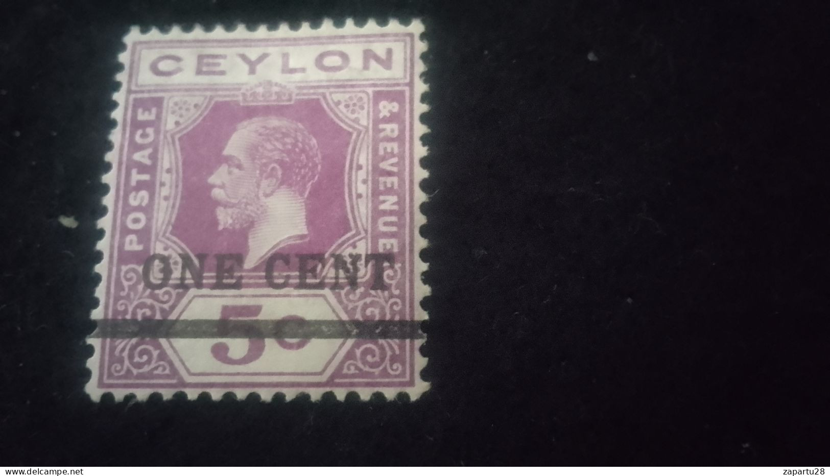 CEYLON- 1911 -25       5 C     GEORGE V.      DAMGASIZ - Sri Lanka (Ceylan) (1948-...)