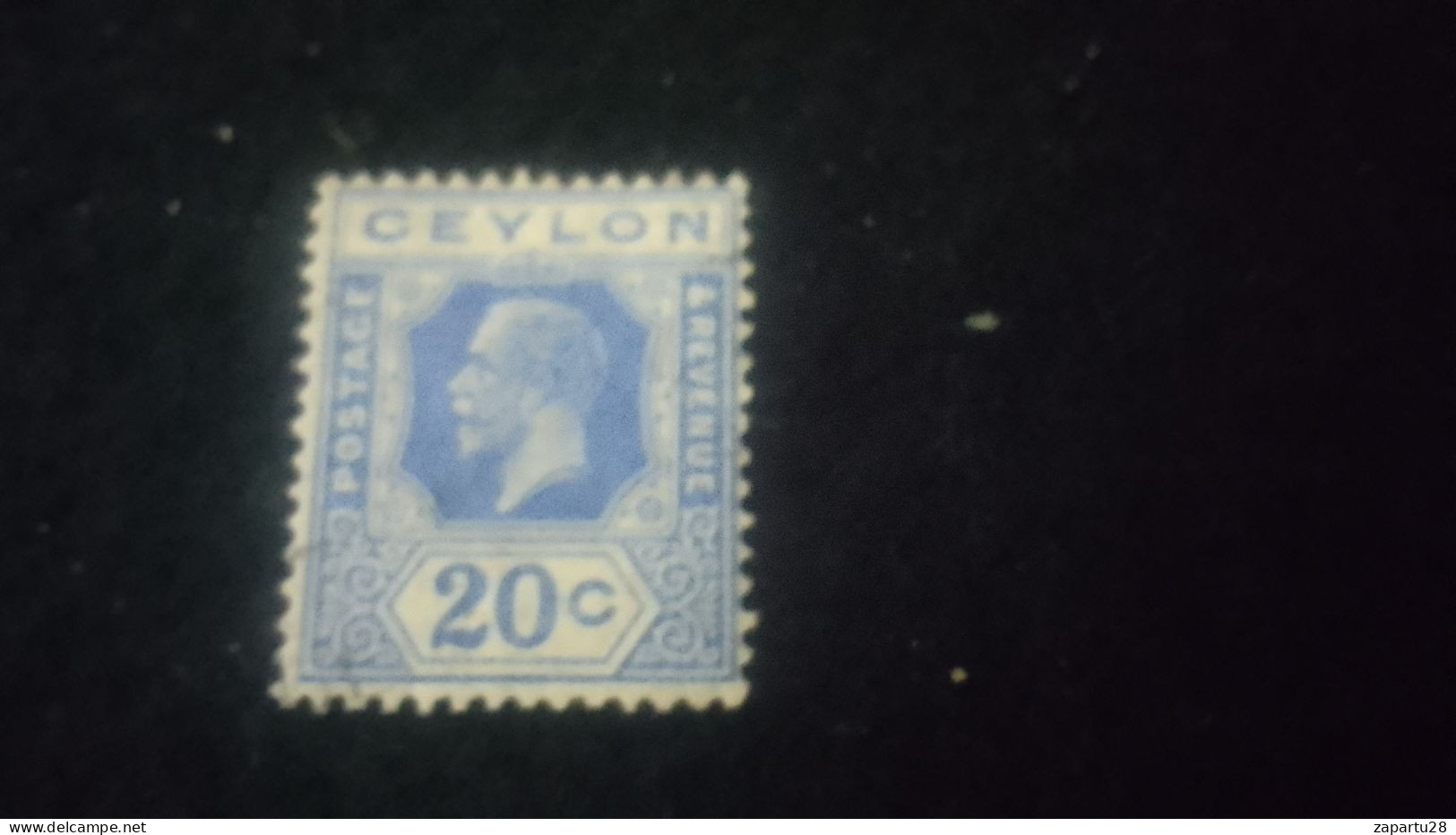 CEYLON- 1911 -25       20C     GEORGE V.      DAMGASIZ - Sri Lanka (Ceylan) (1948-...)
