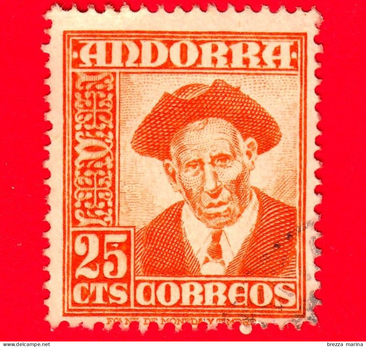 ANDORRA Sp. - Usato - 1948 - Simboli Nazionali - Il Consigliere Manuel Areny Bons - 25 - Used Stamps