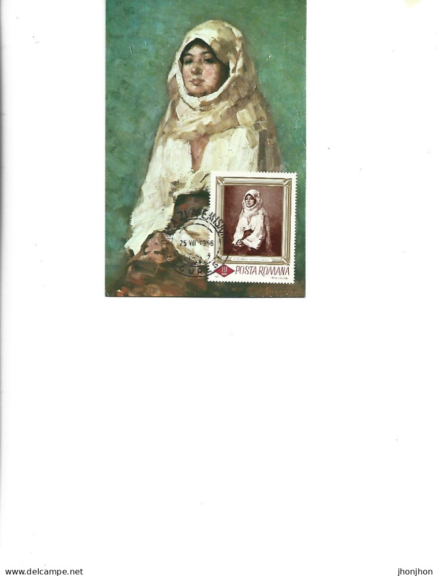 Romania -  Maximum Postcard 1966 -  Painting By Nicolae Grigorescu "Peasant-woman With Veil" - Cartes-maximum (CM)