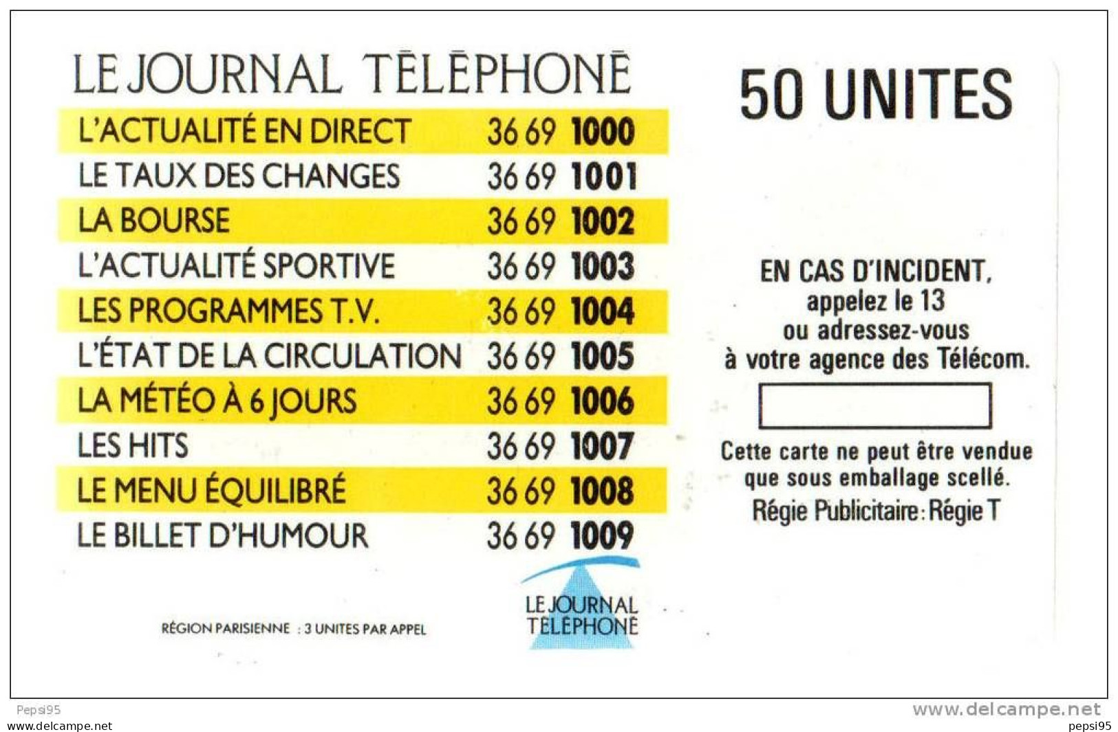 2 F2 - 05/1987 - TELECARTE 50 - L'ACTUALITE EN DIRECT Appelez Le 36.69.1000 - 1987