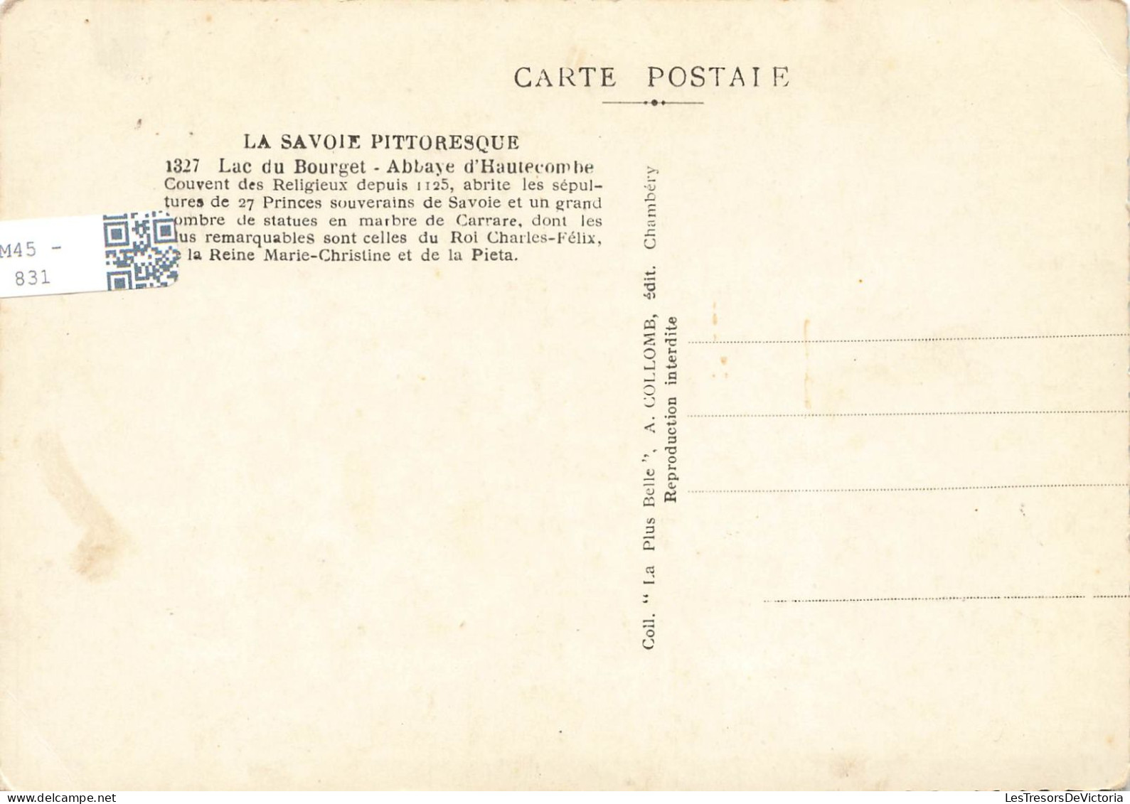 FRANCE - La Savoie Pittoresque - Lac Du Bourget - Abbaye D'Hautecombe - Carte Postale Ancienne - Le Bourget Du Lac