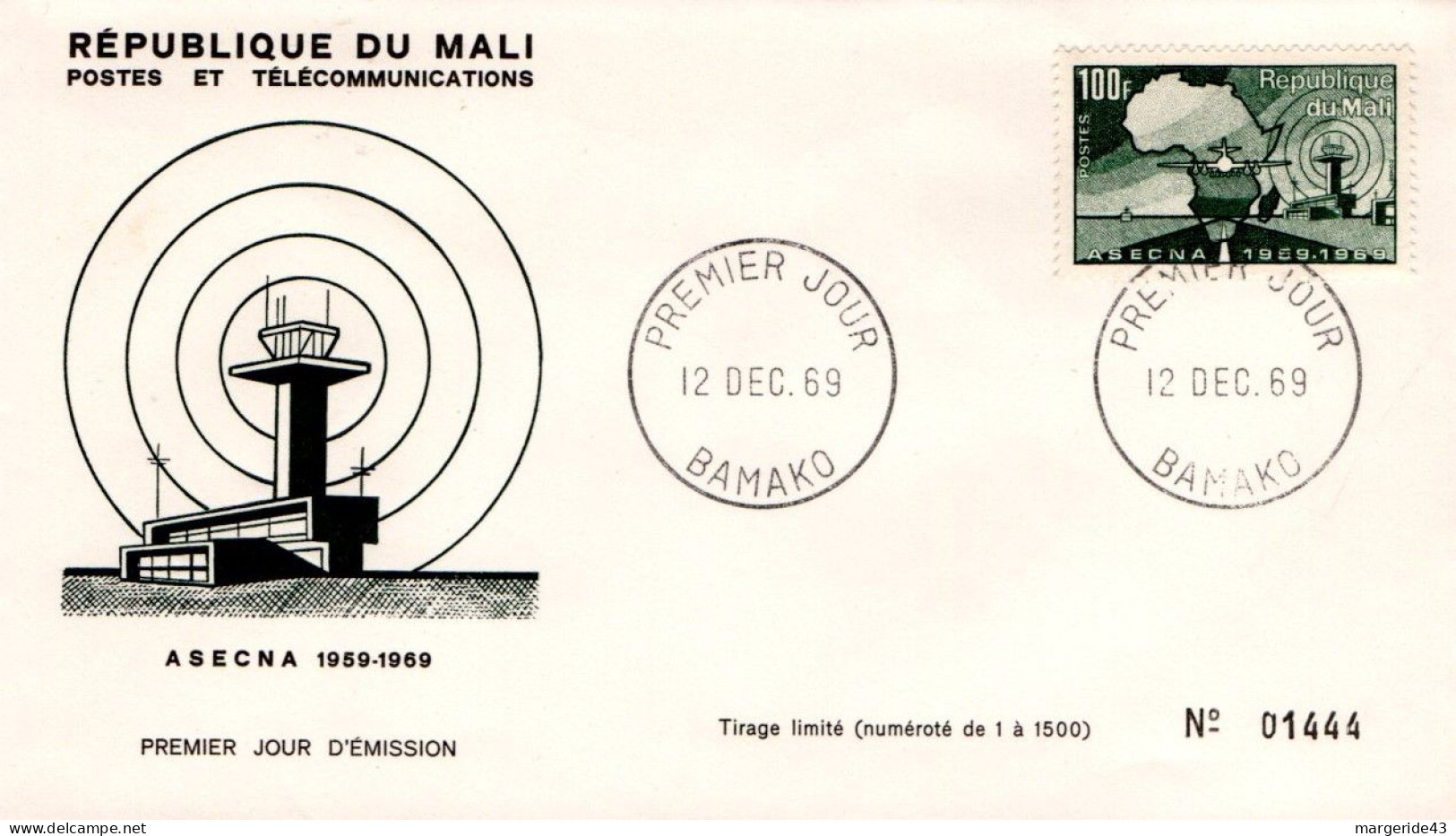 MALI FDC 1969 10 ANS ASECNA - Malí (1959-...)