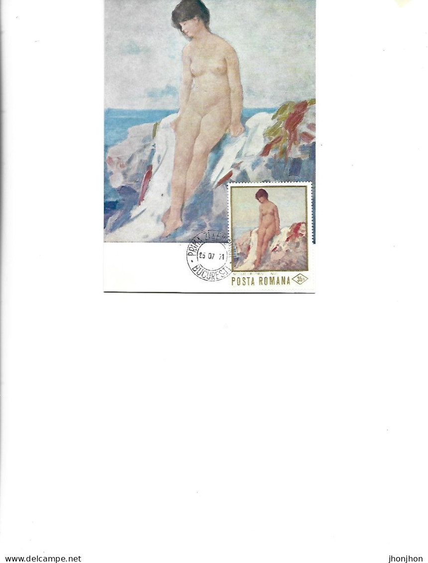 Romania -  Maximum Postcard 1971 -    Painting By Nicolae Grigorescu "Nude" - Maximum Cards & Covers