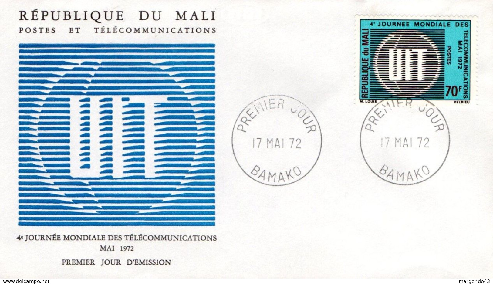 MALI FDC 1972 JOURNEE U I T - Malí (1959-...)