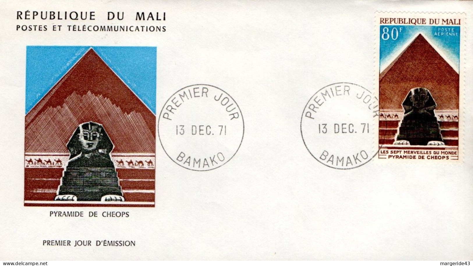 MALI FDC 1972 PYRAMIDE DE CHEOPS - Malí (1959-...)