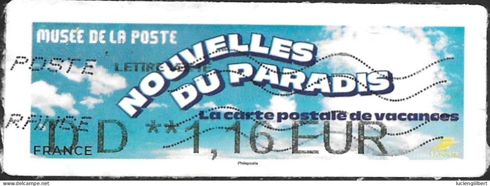 DISTRIBRIBUTEUR  VIGNETTE COURRIER - NOUVELLE DU PARADIS -  TARIF 1 1 23 - 2010-... Illustrated Franking Labels