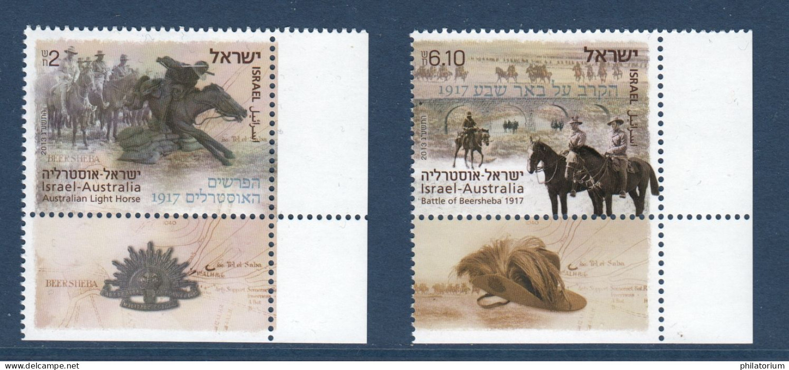 ISRAËL, **, Yv 2245, 2246, Mi 2342, 2343, SG 2214, 2215, La Bataille De Beer Sheva 1917, Avec Tabs, - Neufs (avec Tabs)