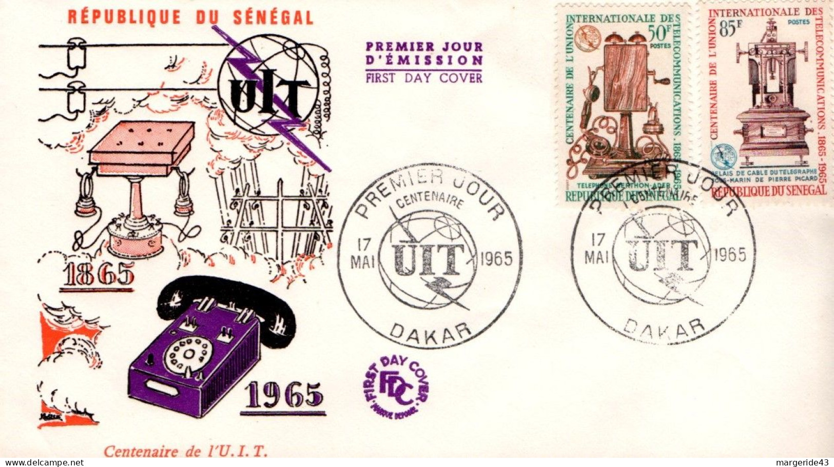 SENEGAL FDC 1965 CENTENIARE U I T - Malí (1959-...)