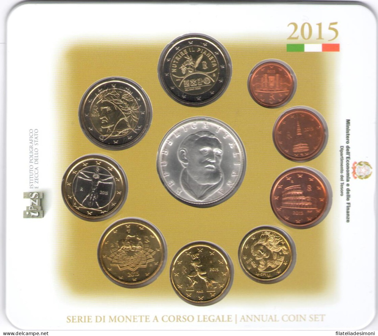 2015 Italia, Repubblica Italiana, Serie Di Monete A Corso Legale, San Filippo Neri, 10 Valori - FDC - Nieuwe Sets & Proefsets