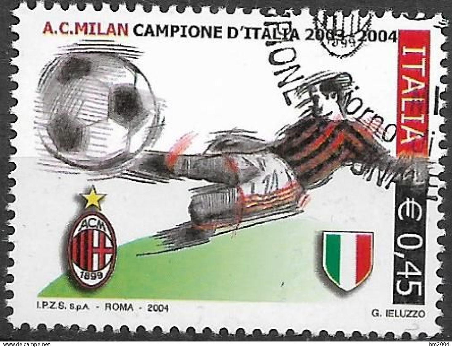 2004 Italien  Mi. 2976 FD-used Gewinn Der Italienischen Fußballmeisterschaft 2003/2004 Durch Den AC Mailand - 2001-10: Usados