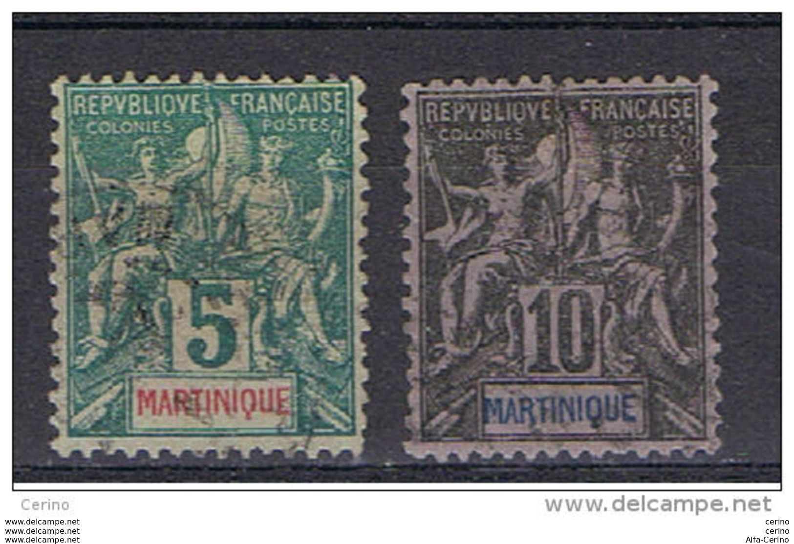 MARTINICA:  1892  ALLEGORIE  -  2  VAL. US. -  YV/TELL. 34 + 35 - Oblitérés