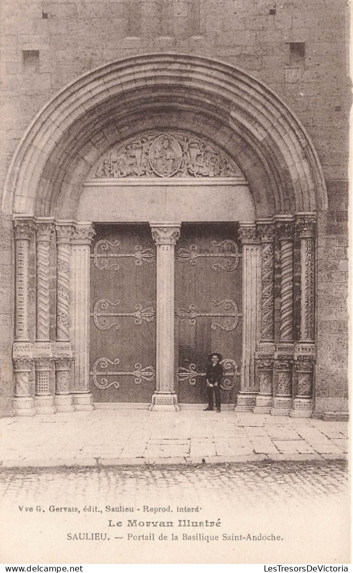FRANCE - Le Morvan Illustré - Saulieu - Vue Sur Le Portail De La Basilique Saint Andoche - Carte Postale Ancienne - Saulieu