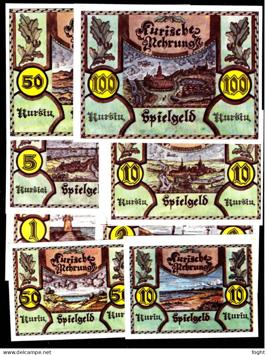 Lithuania Souvenir Bills (8) Full Sheet "Kurische Nehrung" - Lithuania