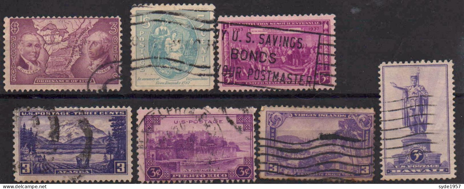 US Postage -1937 7 Timbres Oblitérés, Liste Ci-dessous - Gebruikt