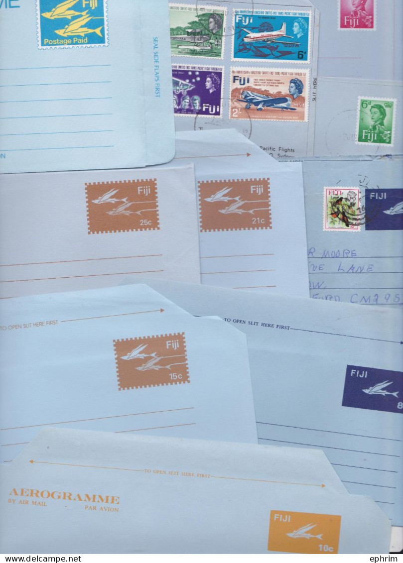 Fiji Fidji Enveloppe Aérogramme Par Avion Air Mail Letter Aerogram Lot Of 15 Letters - Fiji (...-1970)