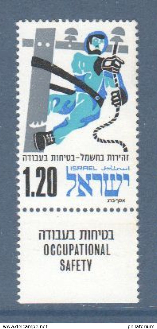 ISRAËL, **, Yv 565, Mi 628, SG 594, Sécurité Au Travail, électricité, Lignes, - Unused Stamps (with Tabs)