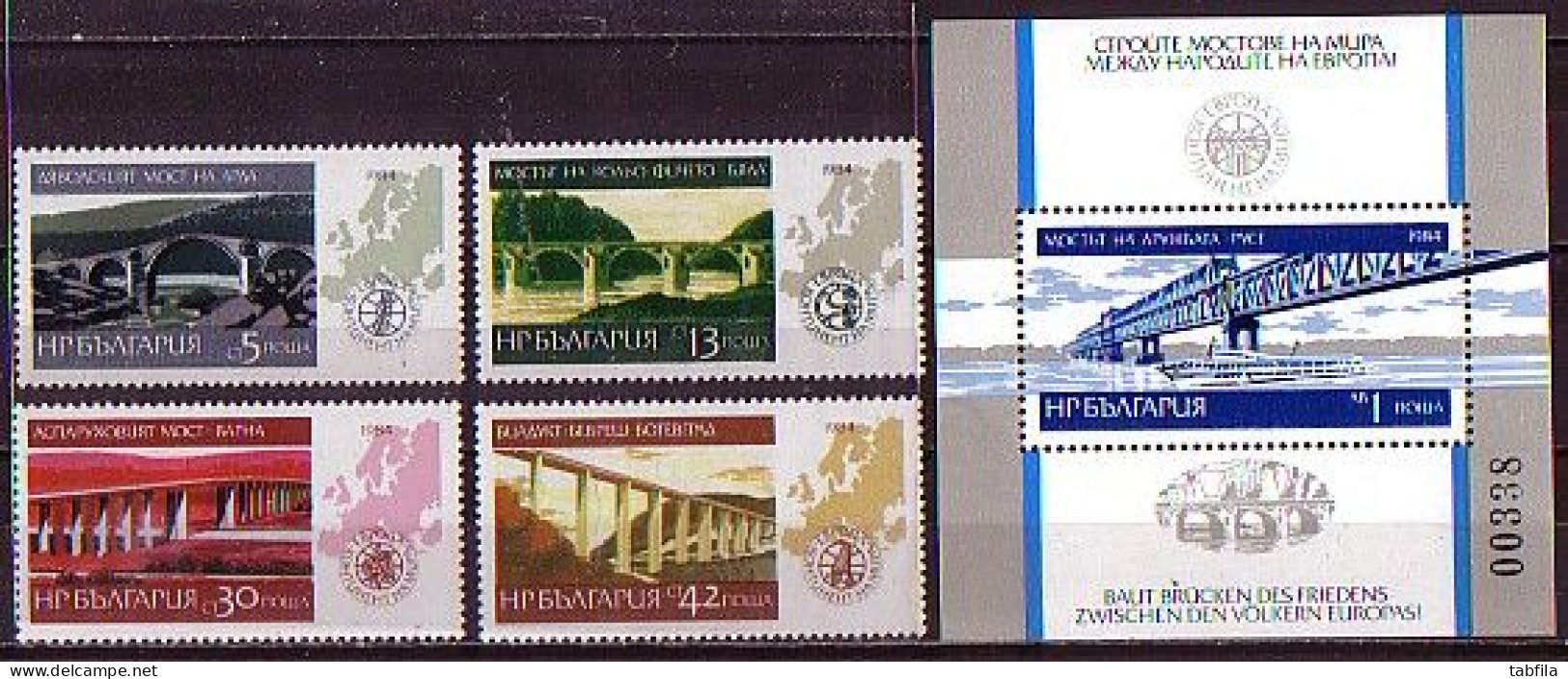 BULGARIA / BULGARIE  ~ 1984 - Bridges - 4v ** + Bl - Unused Stamps
